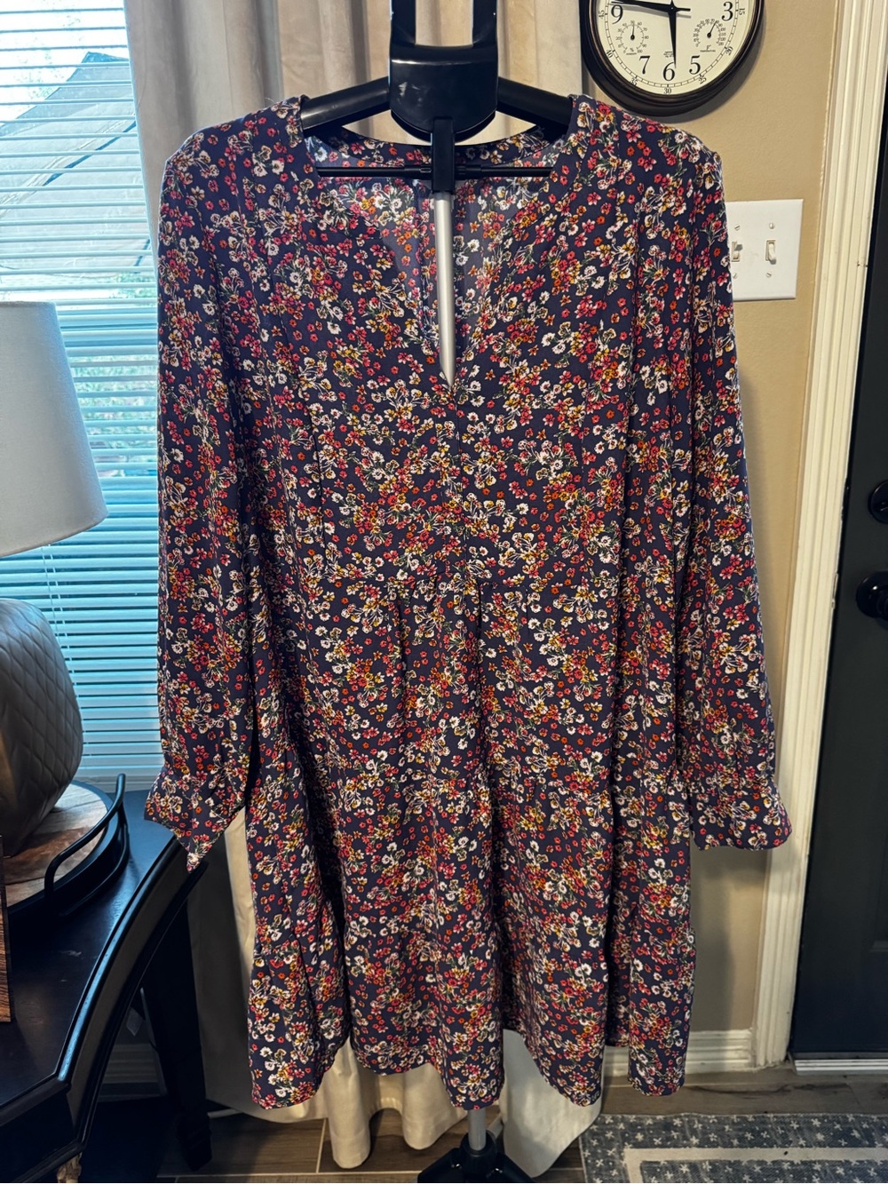 Women's Time and Tru Floral Tiered Mini Dress -XXL